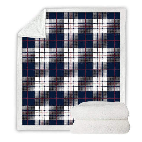 Image of Classical Style Plaid Tartan Pattern Cozy Soft Sherpa Blanket