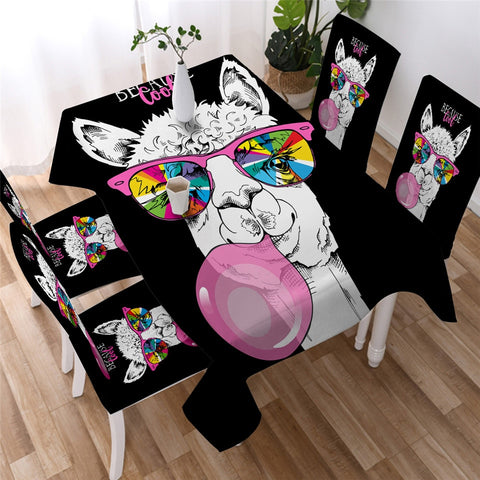 Image of Cartoon Alpaca - Cute Llama Waterproof Tablecloth  05