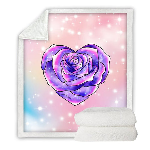 Image of Purple Rose Heart Soft Sherpa Blanket