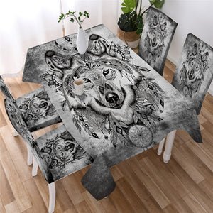 Dreamcatcher - Tribal Wolf Waterproof Tablecloth  01