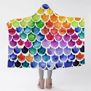 Fish Scales Pattern Hooded Blanket