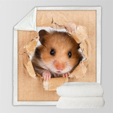 Image of 3D Printed Cute Hamster Soft Sherpa Blanket