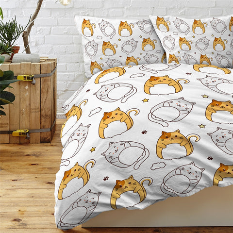 Image of Black Cat Duvet Cover Set Cartoon Animal Bedding 03