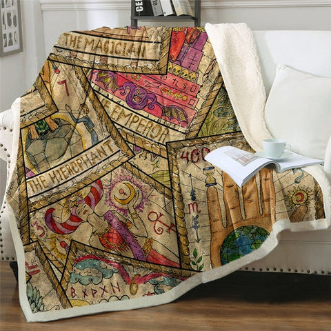 Image of Vintage Witchcraft Tarot Soft Sherpa Blanket