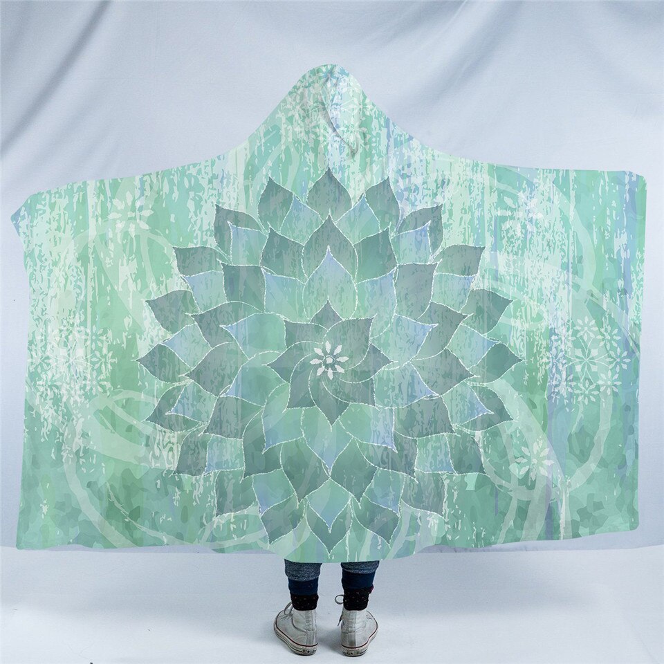 Green Mandala Hooded Blanket