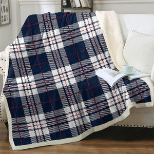 Classical Style Plaid Tartan Pattern Cozy Soft Sherpa Blanket