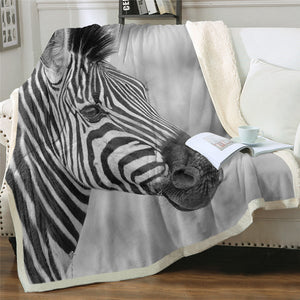 Black And White Zebra Wild Animal Soft Sherpa Blanket