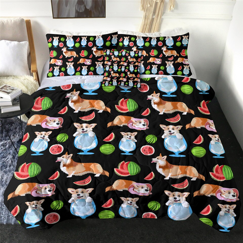 Image of 4 Pieces Corgi Moments Comforter Set - Beddingify