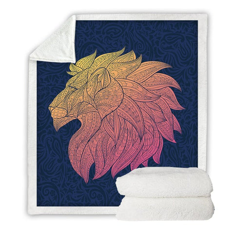 Image of Artistic Lion Head Cozy Soft Sherpa Blanket