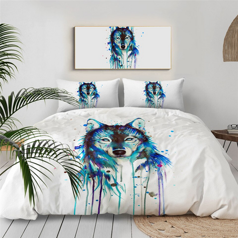 Image of Ice Wolf By Pixie Cold Art Bedding Set - Beddingify