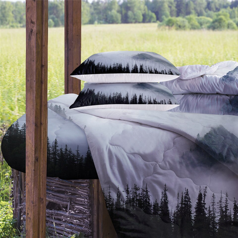 Image of 4 Pieces Foggy Forest Comforter Set - Beddingify