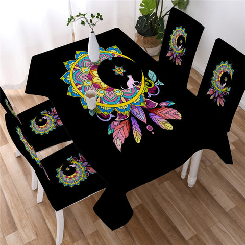 Image of Star Moon - Mandala Waterproof Tablecloth  18