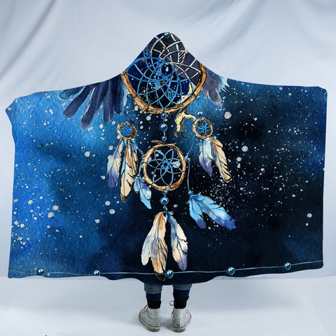 Image of Snowy Dream Catcher Galaxy Hooded Blanket