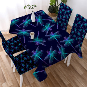 Dragonfly - Lotus Flower Tablecloth 3D Print 06