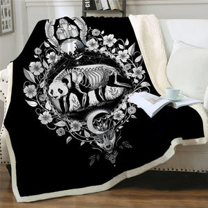 Moon Child Panda Skull Soft Sherpa Blanket