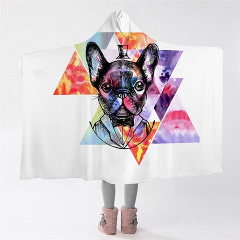 Image of Geometric Themed Puppy Hooded Blanket