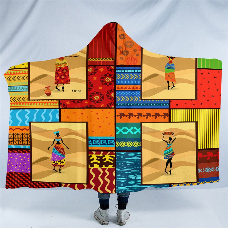 African Ladies Textiles Hooded Blanket