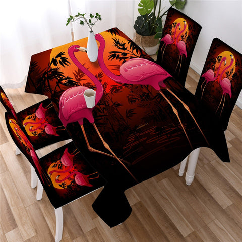 Image of Pink Flamingos Polyester Waterproof Tablecloth  02