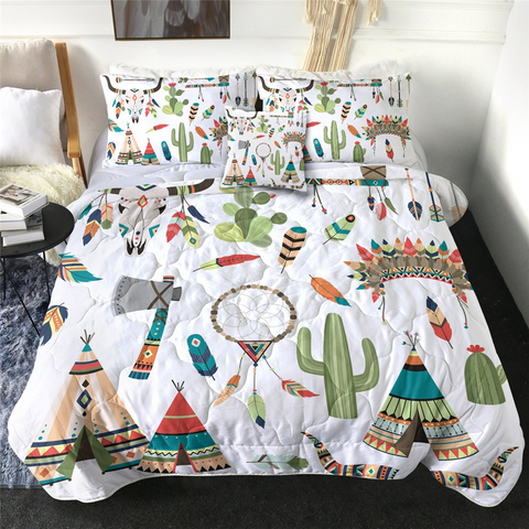 Image of 4 Pieces Dessert Tribal Themed Comforter Set - Beddingify