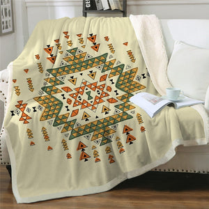 Aztec Southwest Geometric Pattern Microfiber Soft Sherpa Blanket
