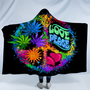 Love And Peace Symbol Hooded Blanket