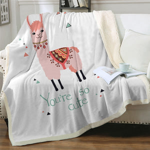 You Are So Cute Lovely Llama Soft Sherpa Blanket