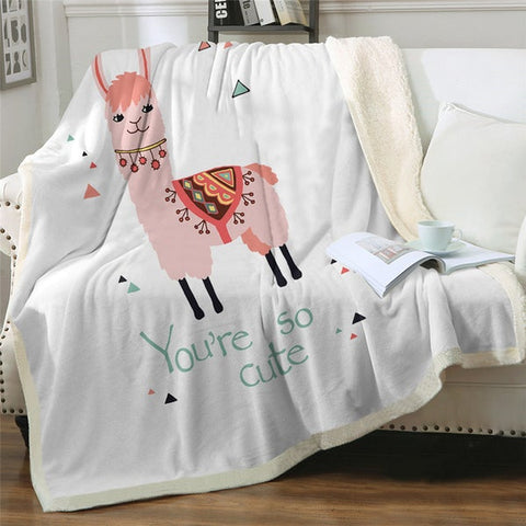 Image of You Are So Cute Lovely Llama Soft Sherpa Blanket