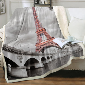Paris Eiffel Tower Photograph Cozy Soft Sherpa Blanket