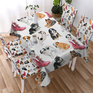 Colorful Puppy Table Cloth Waterproof 01