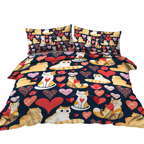 Image of Black Cat Duvet Cover Set Cartoon Animal Bedding 09