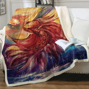 Elegant Fish Painting Art Cozy Soft Sherpa Blanket