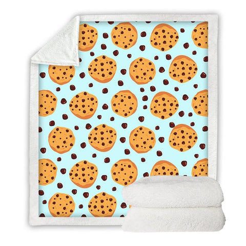 Image of Cookie Chocolate Chip Pattern Food Soft Sherpa Blanket