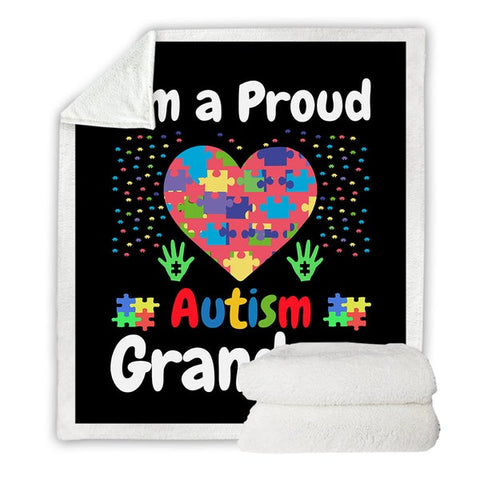 Image of I'm A Proud Autism Grandma Cozy Soft Sherpa Blanket