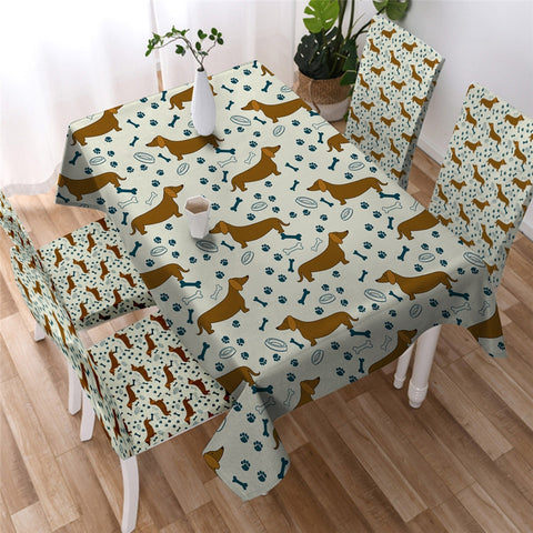 Image of Dachshund Cartoon Pet Dog Waterproof Tablecloth  04