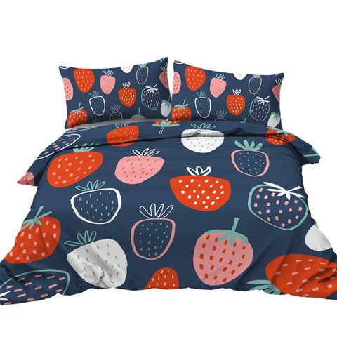 Image of Strawberry Bedding Set Red Flower 03