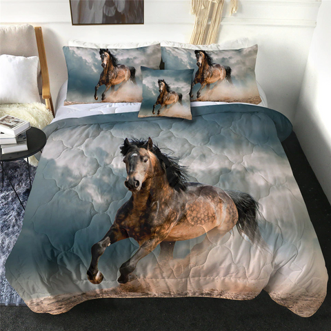 Image of 4 Pieces 3D Galloping Horse Comforter Set - Beddingify