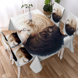 Twin Wolves Waterproof Tablecloth  01