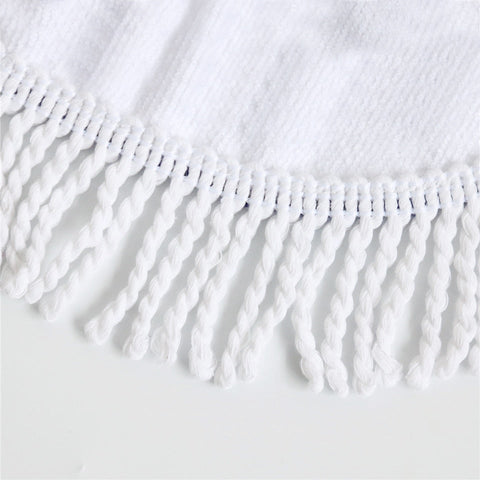 Image of White Black Round Beach Towel