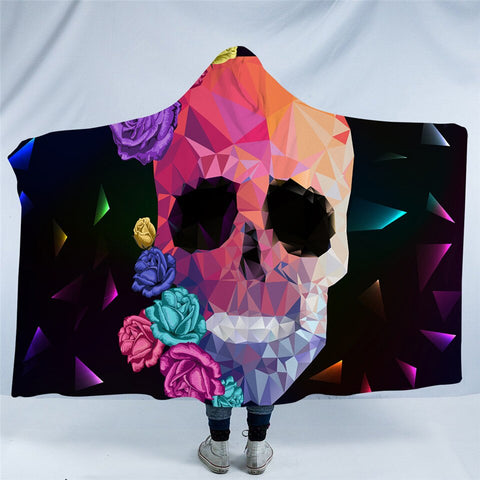 Image of Crystalized Pattern Skull Hooded Blanket