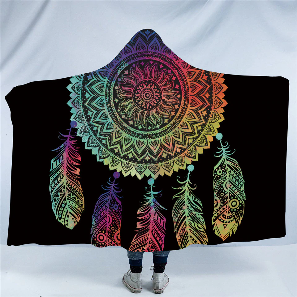 Disco Color Dream Catcher Hooded Blanket