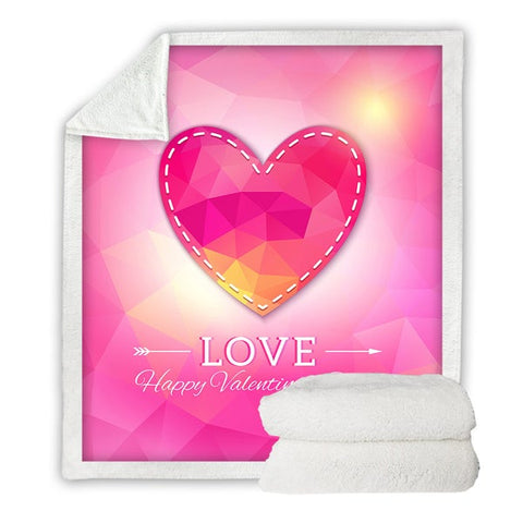 Image of Happy Valentine Day Pink Cozy Soft Sherpa Blanket