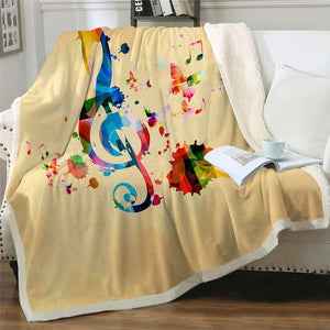 Graphic Music Note Butterfly Soft Sherpa Blanket
