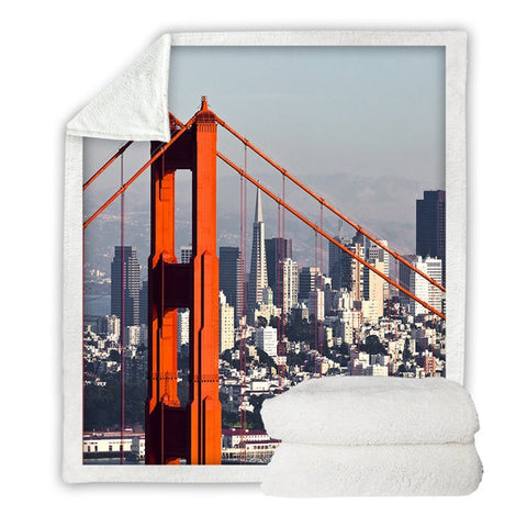 Image of Golden Gate Bridge Photograph Cozy Soft Sherpa Blanket