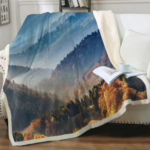 Beautiful Scenery Mountain Picture Cozy Soft Sherpa Blanket