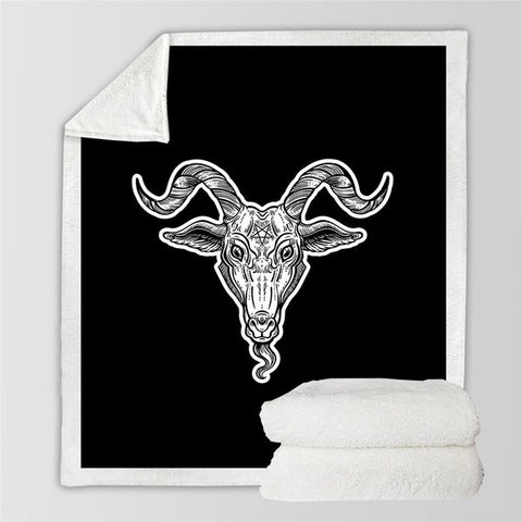 Image of Goat Skull Cozy Soft Sherpa Blanket