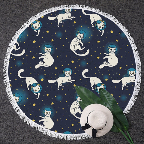 Image of Lucky Cat Round Beach Towel 04