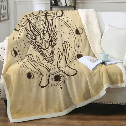 Image of Vintage Dragon Skull Cozy Soft Sherpa Blanket