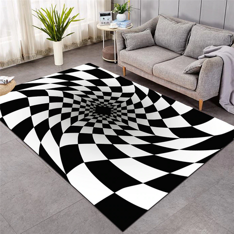 Image of Checkerboard Swirl Optical Illusion Pattern SWDD8294 Rug