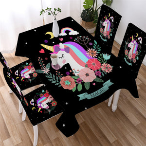 Floral Unicorn Waterproof Tablecloth  16