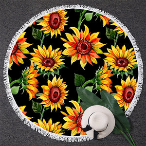 Sunflowers Round Beach Towel 02
